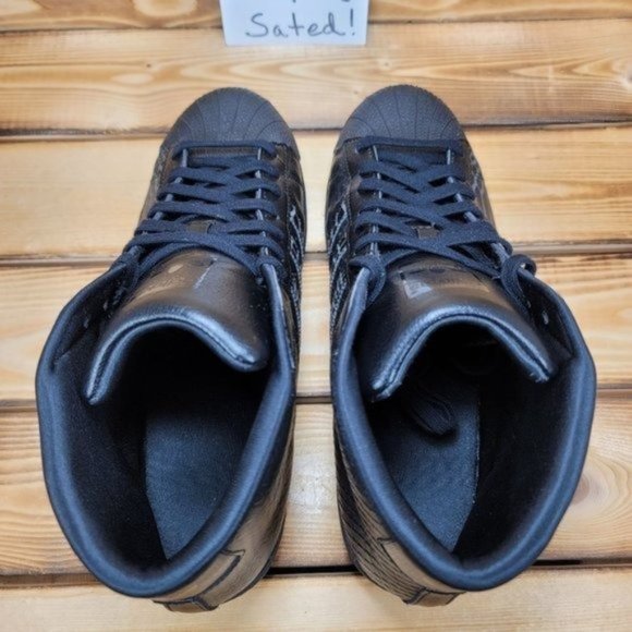 Adidas Casual Basketball Shoes for Men Pro Model Snakeskin Triple Black - Picture 7 of 9